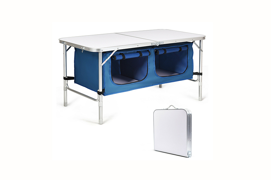 Best Multipurpose Camping Kitchen (Goplus Folding Camping Table with Storage)
