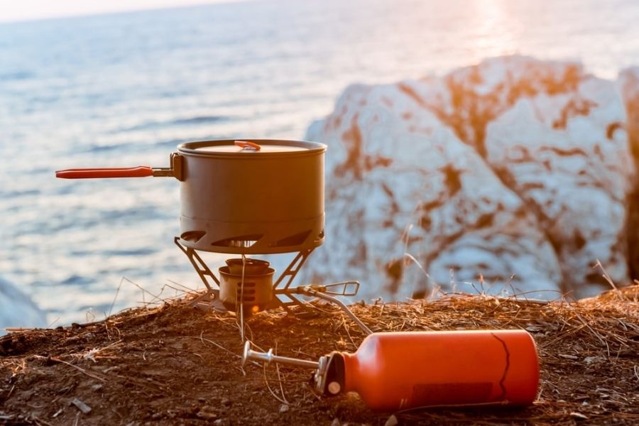 Boil water while camping